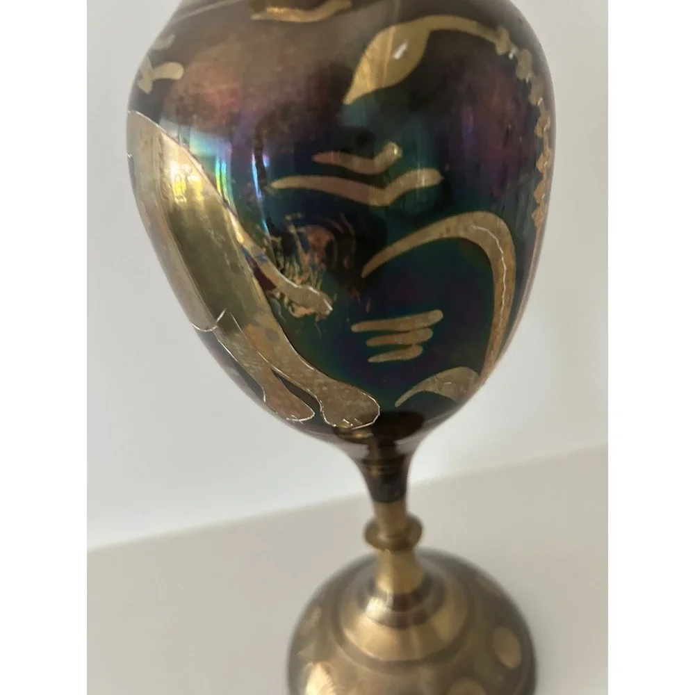 Vtg Brass Vase India 11